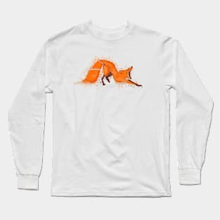 Fox yawning painting lineart Long Sleeve T-Shirt